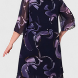 Shriley Vestido de Gasa con Estampado Midnight Swirl y Silueta Fluida