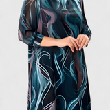 Almira Vestido de Gasa con Estampado Ocean Whirl y Corte Fluido