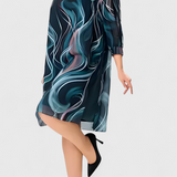 Almira Vestido de Gasa con Estampado Ocean Whirl y Corte Fluido