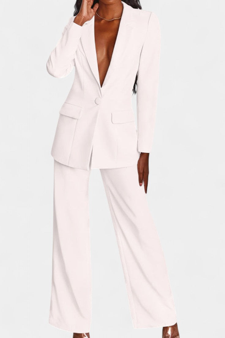 Marnie Conjunto de Blazer a Medida y Pantalones de Pierna Ancha
