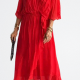 Monica - Vestido de gasa de seda con escote en V