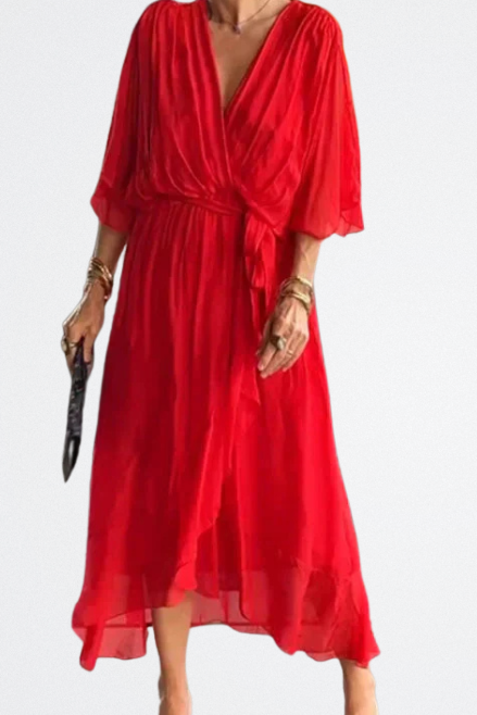 Monica - Vestido de gasa de seda con escote en V