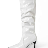 Botas de Cuero Sintético con Pliegues y Punta Afila