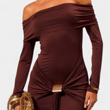 Kiah Vestido Maxi Off-Shoulder con Silueta de Sirena