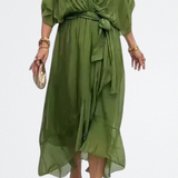 Monica - Vestido de gasa de seda con escote en V
