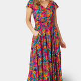 Anais Vestido Largo Floral en Rosa
