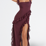 Brisa | Vestido Burdeos con Volantes