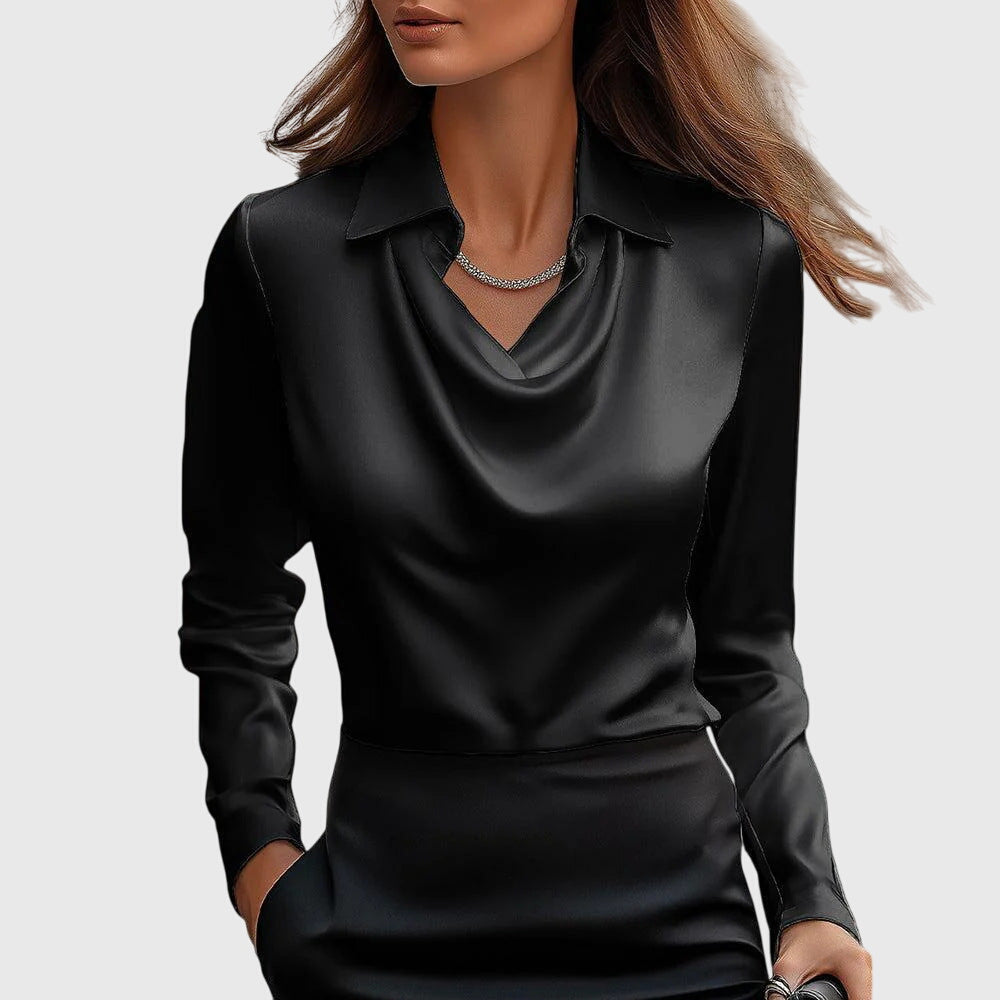 Sylvie | Blusa con brillo de lujo y cuello plisado