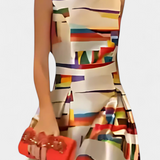Zara Vestido con Espalda Descubierta y Estampado Artístico