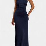 Trinity Vestido Halter Ajustado con Espalda Fruncida