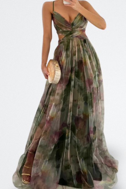 Giselle Vestido Largo Encantador con Estampado Floral