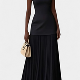 Silvana Vestido de Noche Maxi de Gasa con Pliegues