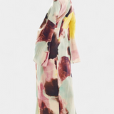 Dana Vestido Maxi con Estampado de Acuarela y Frontal Torcido