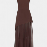 Celaena Vestido Maxi Off Shoulder de Chiffon con Abertura Lateral