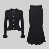 Prudence Conjunto de Vestido Midi de Punto Refinado y Top con Botones