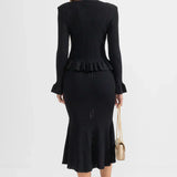 Prudence Conjunto de Vestido Midi de Punto Refinado y Top con Botones