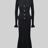 Prudence Conjunto de Vestido Midi de Punto Refinado y Top con Botones