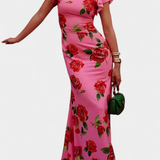 Mayra Vestido Qipao con Estampado de Rosas Elegante