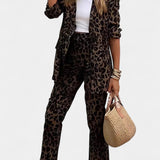 Nusa Conjunto de Chaqueta y Pantalón con Estampado Leopardo