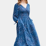 Maddie - Vestido de Cuello en V - Floral Azul