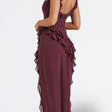 Brisa | Vestido Burdeos con Volantes