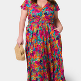 Anais Vestido Largo Floral en Rosa