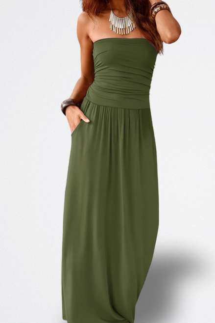Mara Vestido Midi Sin Tirantes