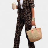 Nusa Conjunto de Chaqueta y Pantalón con Estampado Leopardo