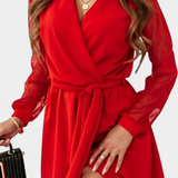 Calandra Vestido Mini Elegante con Escote Sofisticado y Silueta Favorecedora