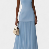 Silvana Vestido de Noche Maxi de Gasa con Pliegues