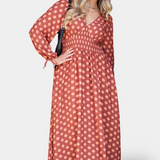 Maddie - Vestido de Cuello en V - Floral Azul