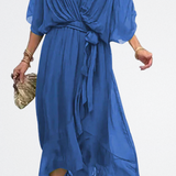 Monica - Vestido de gasa de seda con escote en V