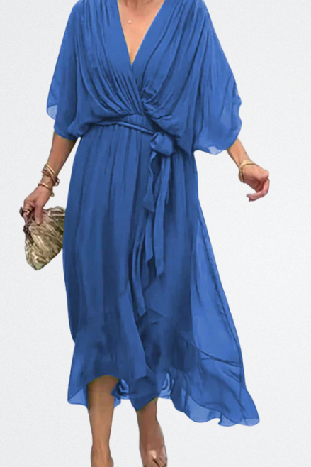 Monica - Vestido de gasa de seda con escote en V