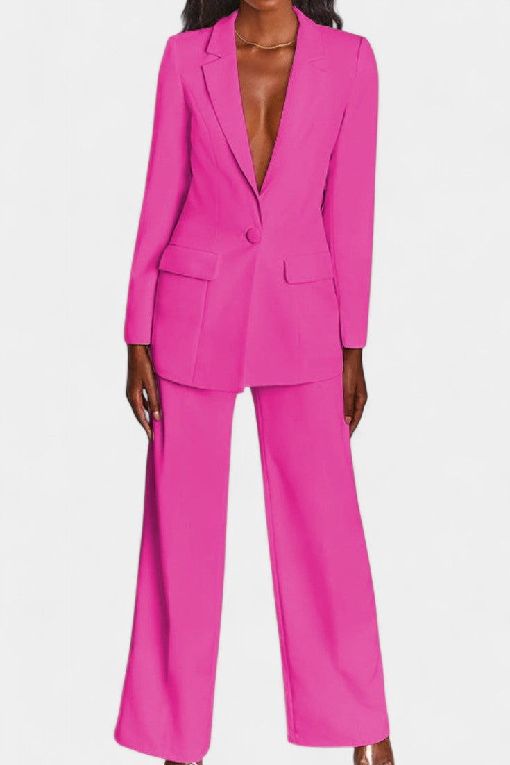 Marnie Conjunto de Blazer a Medida y Pantalones de Pierna Ancha