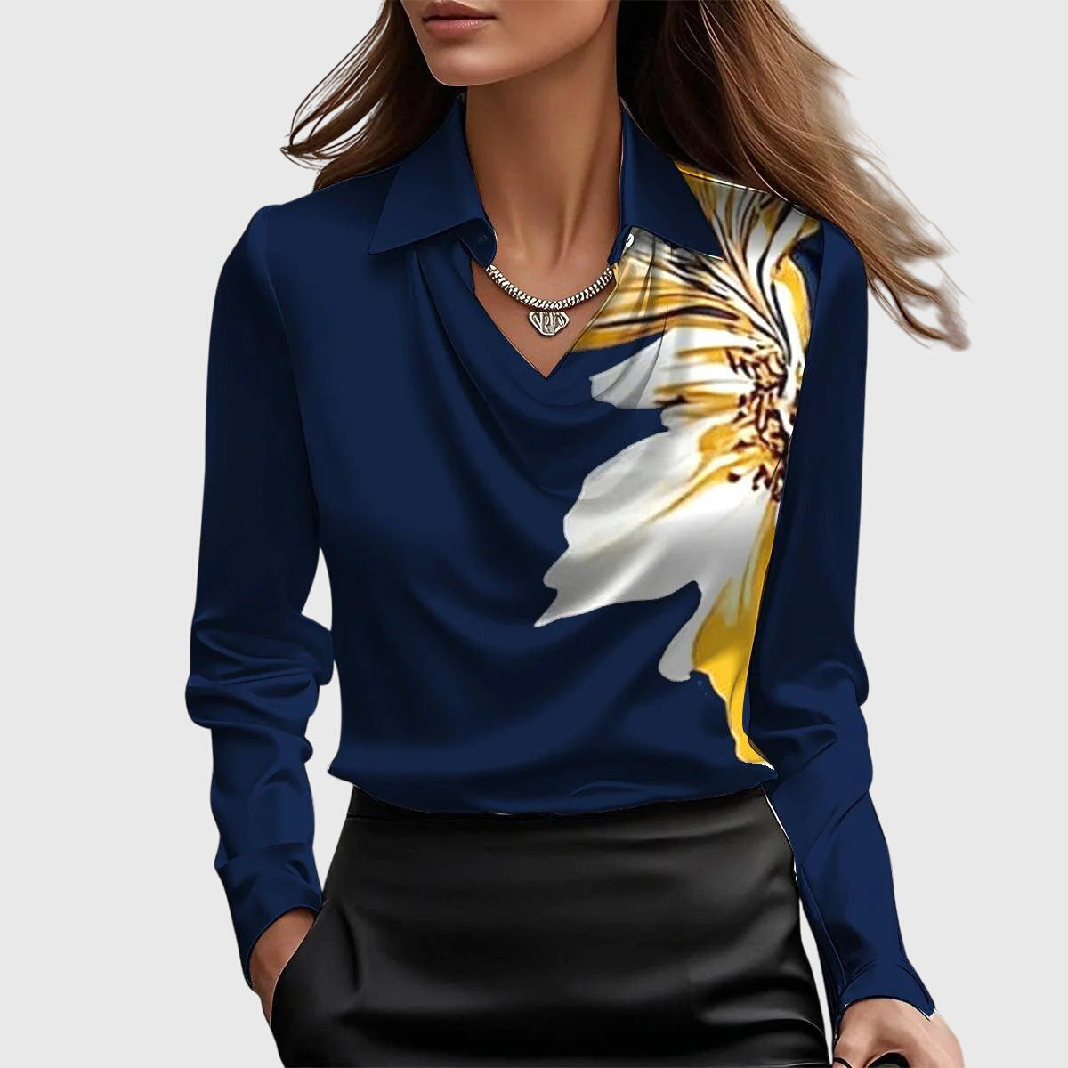 Sylvie | Blusa con brillo de lujo y cuello plisado