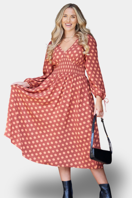 Maddie - Vestido de Cuello en V - Floral Azul