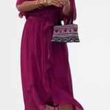 Monica - Vestido de gasa de seda con escote en V