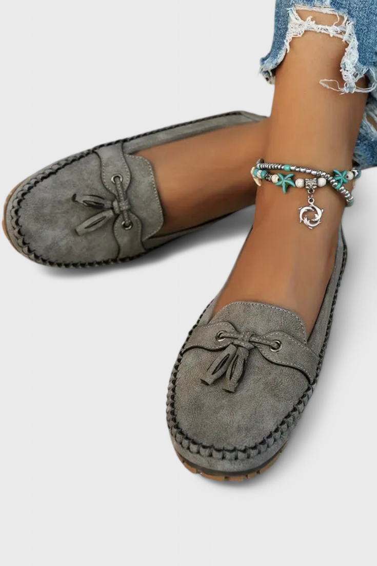 Peony Mocasines de Suede Clásicos con Borlas