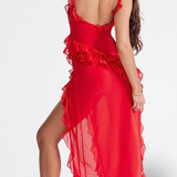 Brisa | Vestido Burdeos con Volantes