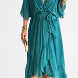 Monica - Vestido de gasa de seda con escote en V