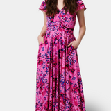 Anais Vestido Largo Floral en Rosa