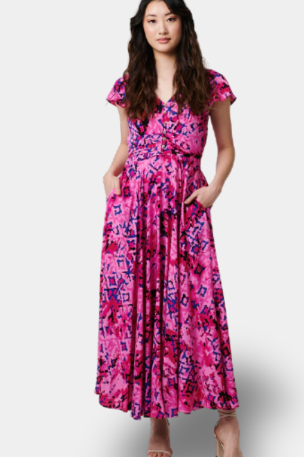 Anais Vestido Largo Floral en Rosa
