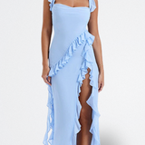 Brisa | Vestido Burdeos con Volantes