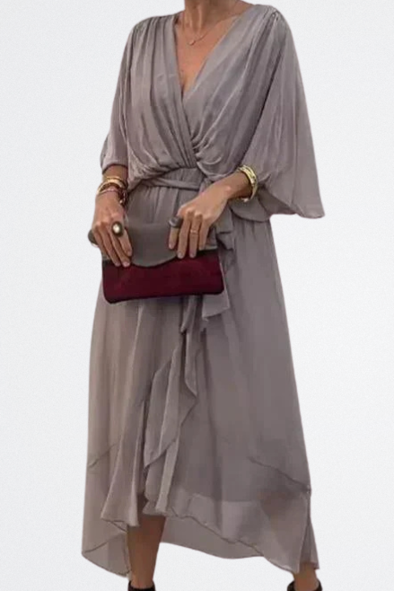 Monica - Vestido de gasa de seda con escote en V