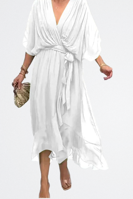Monica - Vestido de gasa de seda con escote en V