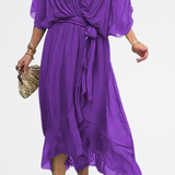 Monica - Vestido de gasa de seda con escote en V