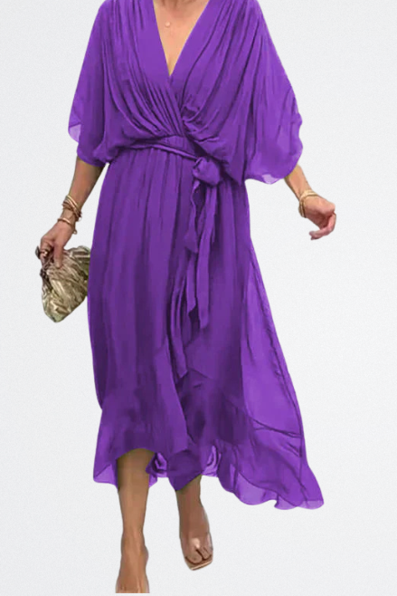 Monica - Vestido de gasa de seda con escote en V
