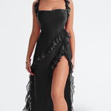 Brisa | Vestido Burdeos con Volantes