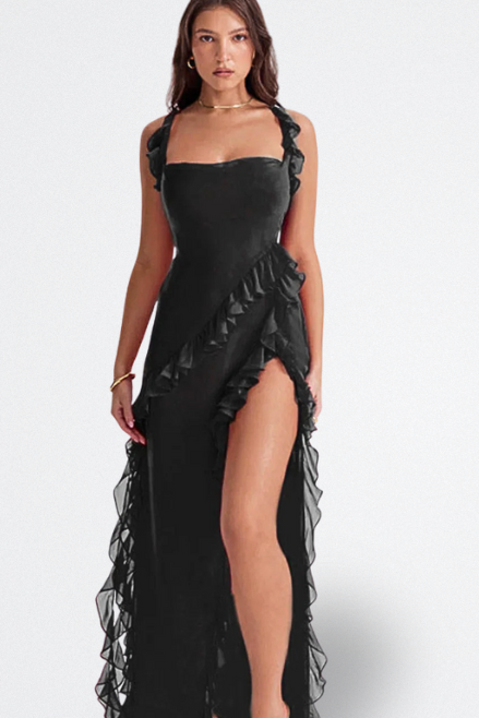 Brisa | Vestido Burdeos con Volantes