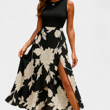 Raquel Vestido Maxi Floral con Volantes sin Mangas